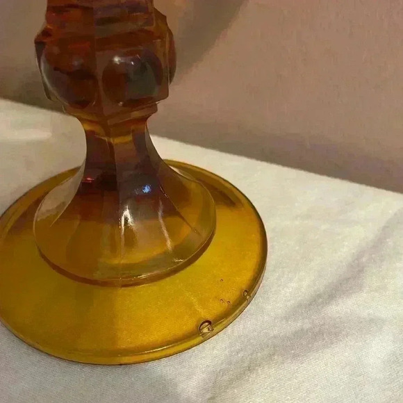 Tiara Sandwich Amber Collection Compote Pedestal Footed Candy Dish - Picture 2 of 5